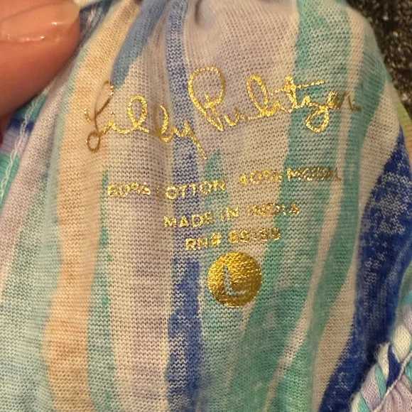 Women’s Lilly Pulitzer Multi-Color Wave Stripe Tank Top - size Large - Picture 2 of 5